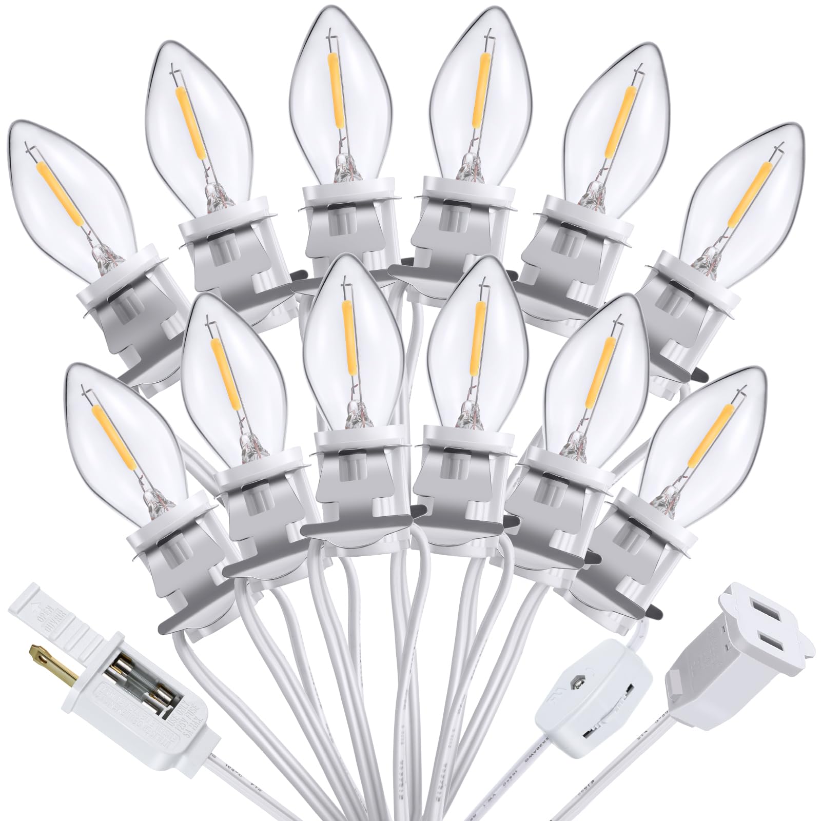 Meonum 1 Pack Christmas Village Lights Accessory Cord with 12 LED